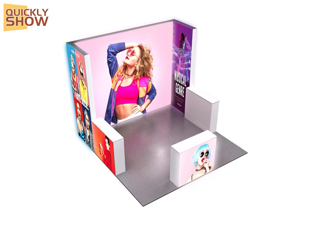 3x3m Quick Show Faltbarer Spannstoff Aluminium 3x3 Werbung Maßgeschneiderter Hintergrund Stand für Displayständer Leuchtkasten