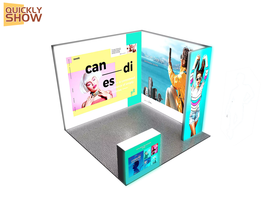 3 x 3 m, praktischer, tragbarer Aluminiumstoff, 10 x 10 Fuß, Werbedisplay, Messestand-Design für Messeausstellungen, Leuchtkasten