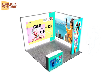 3 x 3 m, praktischer, tragbarer Aluminiumstoff, 10 x 10 Fuß, Werbedisplay, Messestand-Design für Messeausstellungen, Leuchtkasten