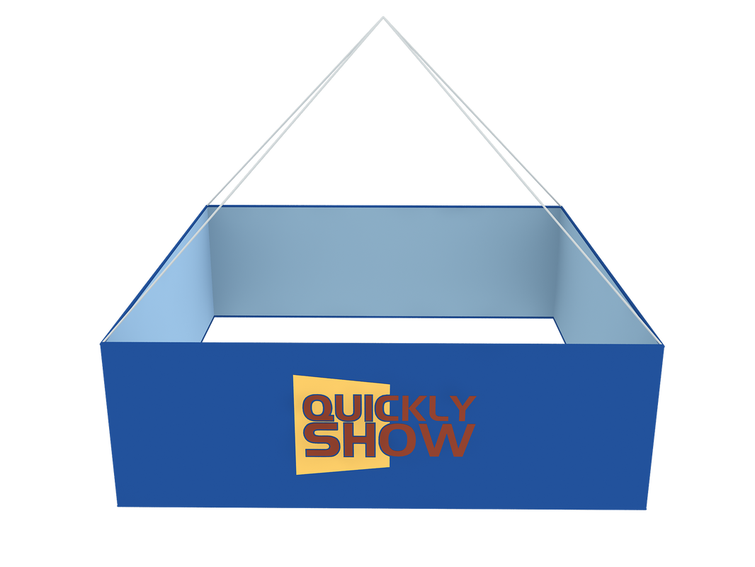 Square Trade Show Hanging Banner Sign Custom Printed Stretch Fabric Hanging Sign Exhibition Overhead Ceiling