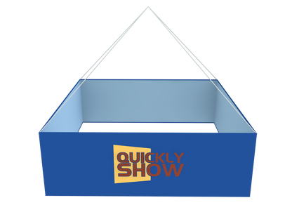Square Trade Show Hanging Banner Sign Custom Printed Stretch Fabric Hanging Sign Exhibition Overhead Ceiling