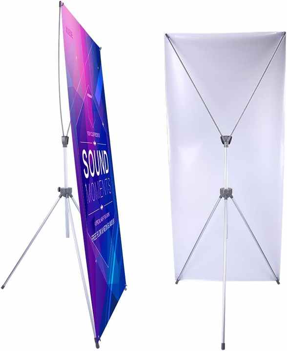 Quicklyshow X Frame Banner Stand Fits Any Banner Adjustable Size 23"X63" to 32"X78" with Portable Retractable Banner Carrying Bag