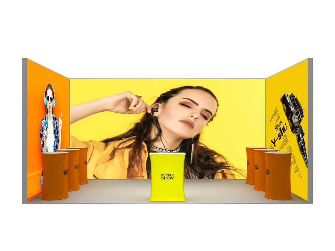 Benutzerdefinierte 20x10ft Werbung LED-Wand-Display-Design Tragbare modulare Seg Stoff Light Box Expo Messestand Ausstellungsstand für Messe
