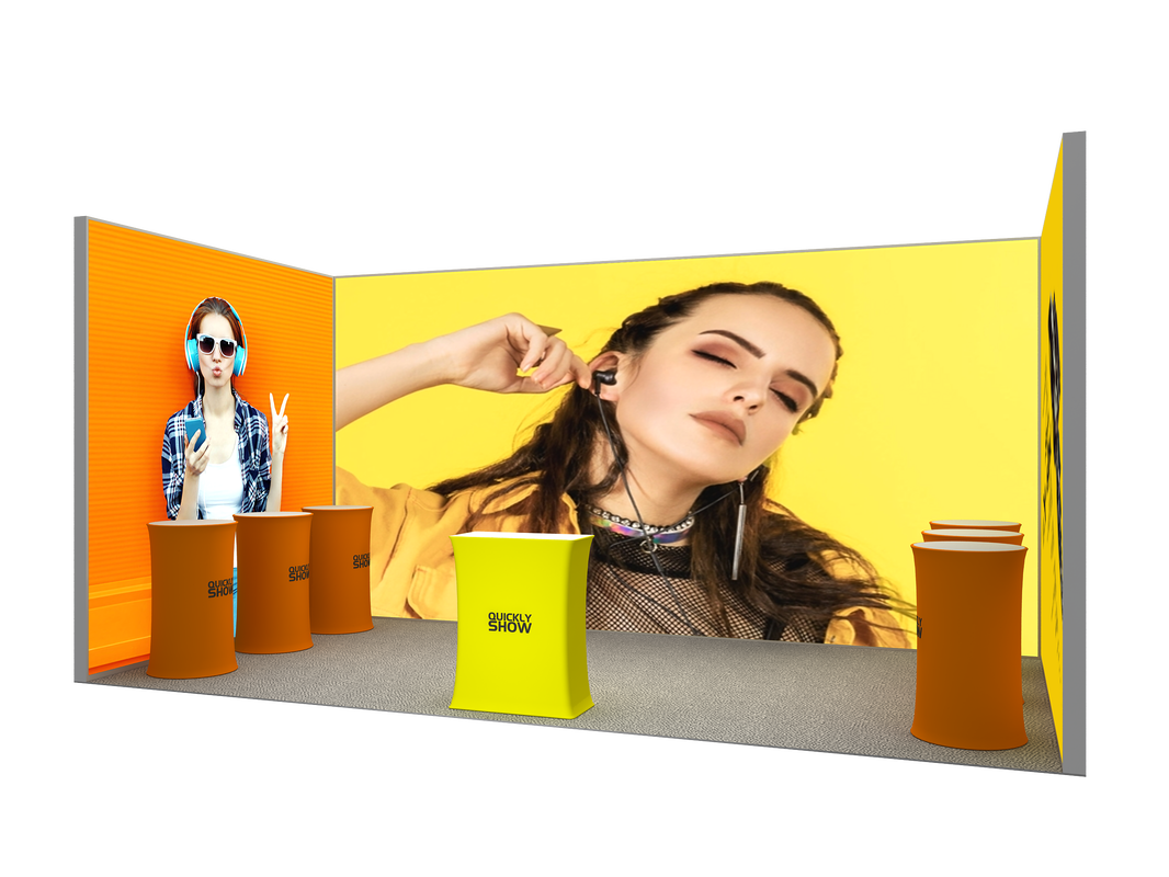 Benutzerdefinierte 20x10ft Werbung LED-Wand-Display-Design Tragbare modulare Seg Stoff Light Box Expo Messestand Ausstellungsstand für Messe