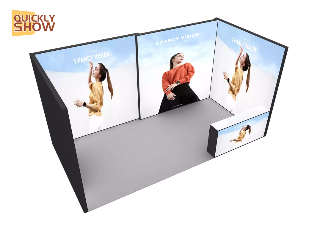 10x20ft Portable Light Box Booth – Custom 3x6m Trade Show Display with Ceiling Ring