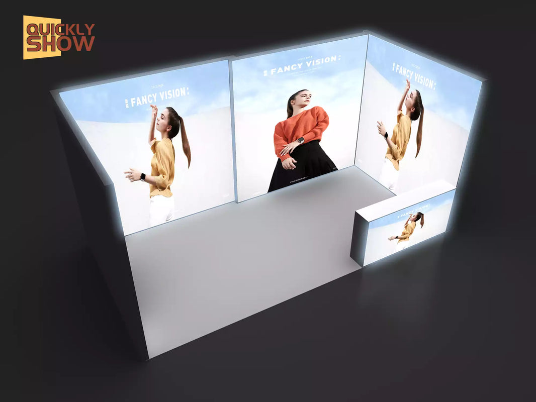 10x20ft Portable Light Box Booth – Custom 3x6m Trade Show Display with Ceiling Ring