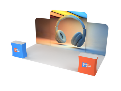 20x10ft Modular Trade Show Booth – Backlit LED Lightbox with Fabric Display
