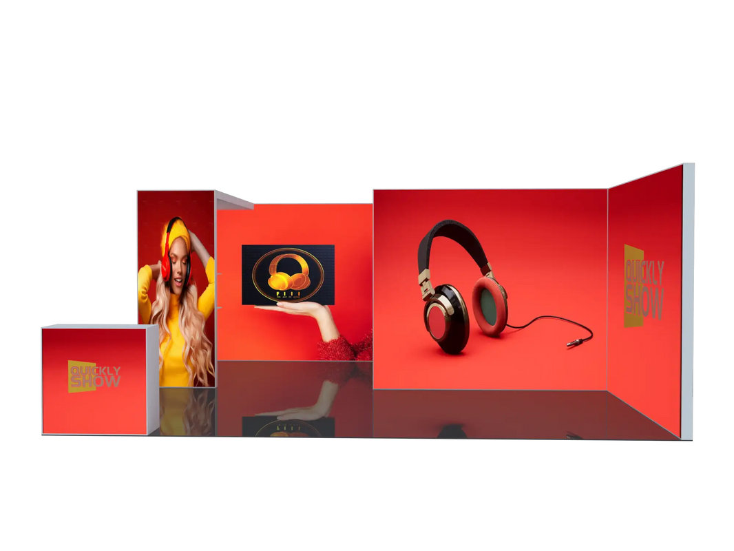 20 * 20 Fuß Modularer LED-Hintergrundbeleuchtungs-Ausstellungs-Leuchtkasten Messestand Stand-Aluminiumprofil mit Spannstoff-Grafikmaterial