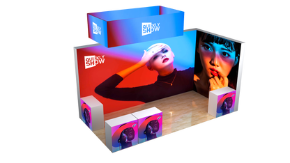 10*20ft Modular Exhibition Light Box Trade Show Booth Floor-Standing Aluminum Profile With LED Backlit Displays