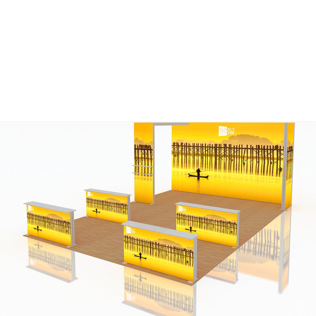 20*30ft Modular LED Backlit Exhibition Light Box Trade Show Booth Floor-Standing Aluminum Profile With Tension Fabric Graphic Material
