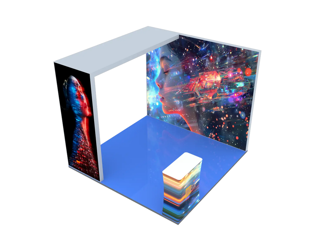 10*10ft Tradeshow Booth Fabric Double-sided Light Box Standing Illuminated Advertising Display Stands LED Fabric Print