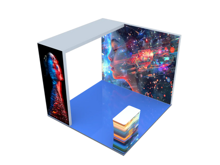 10 * 10ft Messestand-Stoff Doppelseitiger Leuchtkasten Stehend Beleuchtete Werbedisplays LED-Stoffdruck