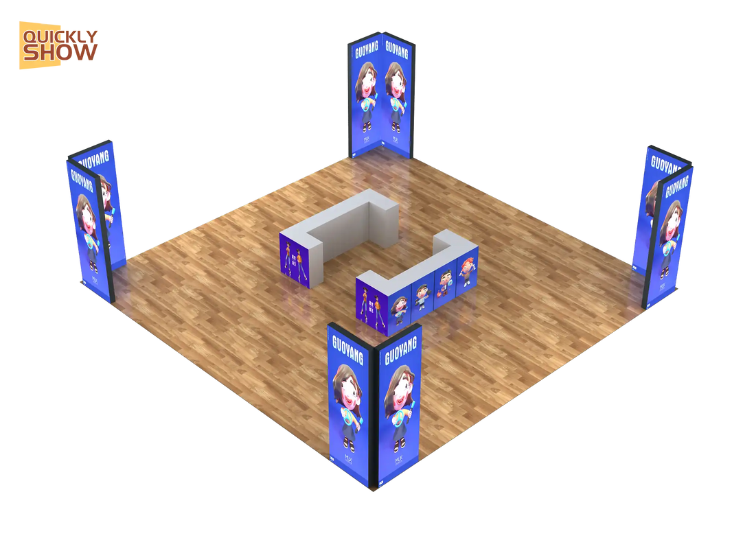 9*9m Customized Portable Trade Show Booth Display 30x30FT Stretch Fabric Light Box Backdrop Tool-Free Installation Expo Exhibition Booths