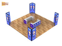 9*9m Customized Portable Trade Show Booth Display 30x30FT Stretch Fabric Light Box Backdrop Tool-Free Installation Expo Exhibition Booths