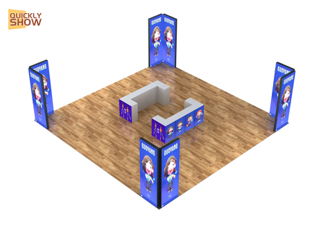 9*9m Customized Portable Trade Show Booth Display 30x30FT Stretch Fabric Light Box Backdrop Tool-Free Installation Expo Exhibition Booths