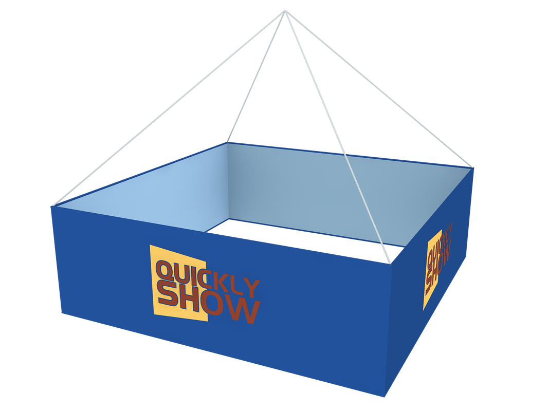 Square Trade Show Hanging Banner Sign Custom Printed Stretch Fabric Hanging Sign Exhibition Overhead Ceiling