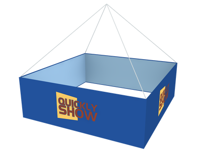 Square Trade Show Hanging Banner Sign Custom Printed Stretch Fabric Hanging Sign Exhibition Overhead Ceiling