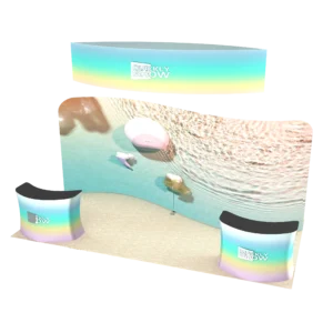 10x20 Portable Tension Fabric Booth With Hanging Banner