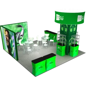 20x20 Modular Portable Booth Design with blimp tube tower
