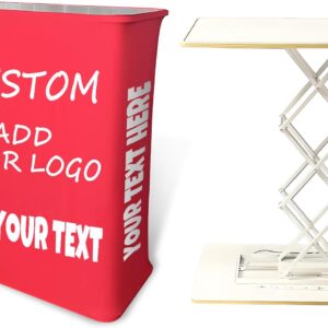 Quicklyshow Foldable Trade Show Display Table Rectangle Pop up Booth Counter Desk
