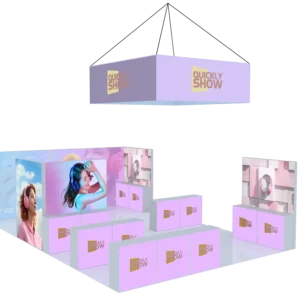 20x30ft Modular SEG LED Backlit Light Box Booth – Custom Reusable Aluminum Trade Show Display System