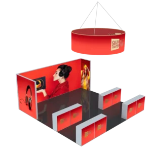 20x20ft Custom SEG Fabric Light Box Booth – Modular Aluminum Exhibition Display for Trade Shows & Events