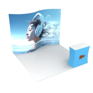 Quickly show 10ft*10ft Curved Tension Fabric Frame Tradeshow Booth With Fabric Print & Podium